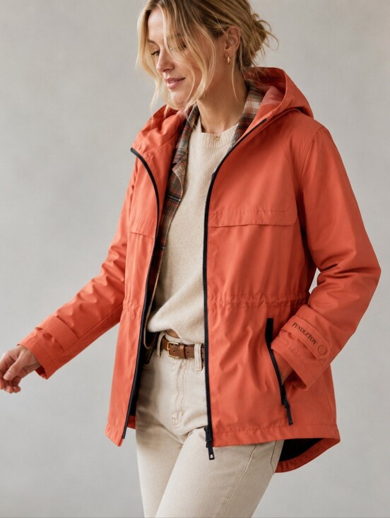 Pendleton Jackets & Blazers - Pendleton Paradise Mini Ripstop Orange Anorak Jacket Packable Hood Womens Med.